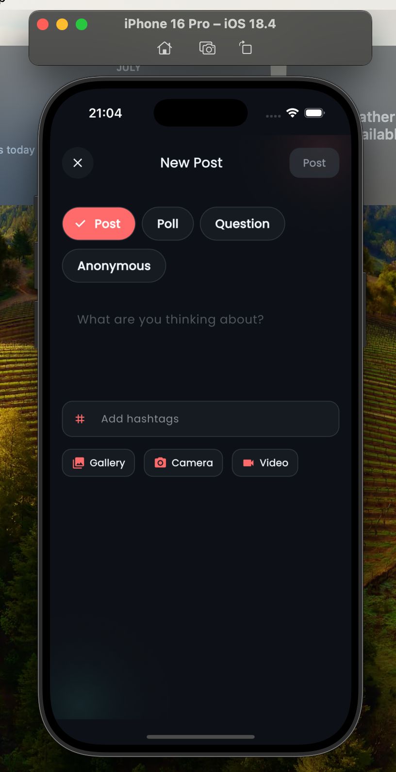 Create screen in Clique